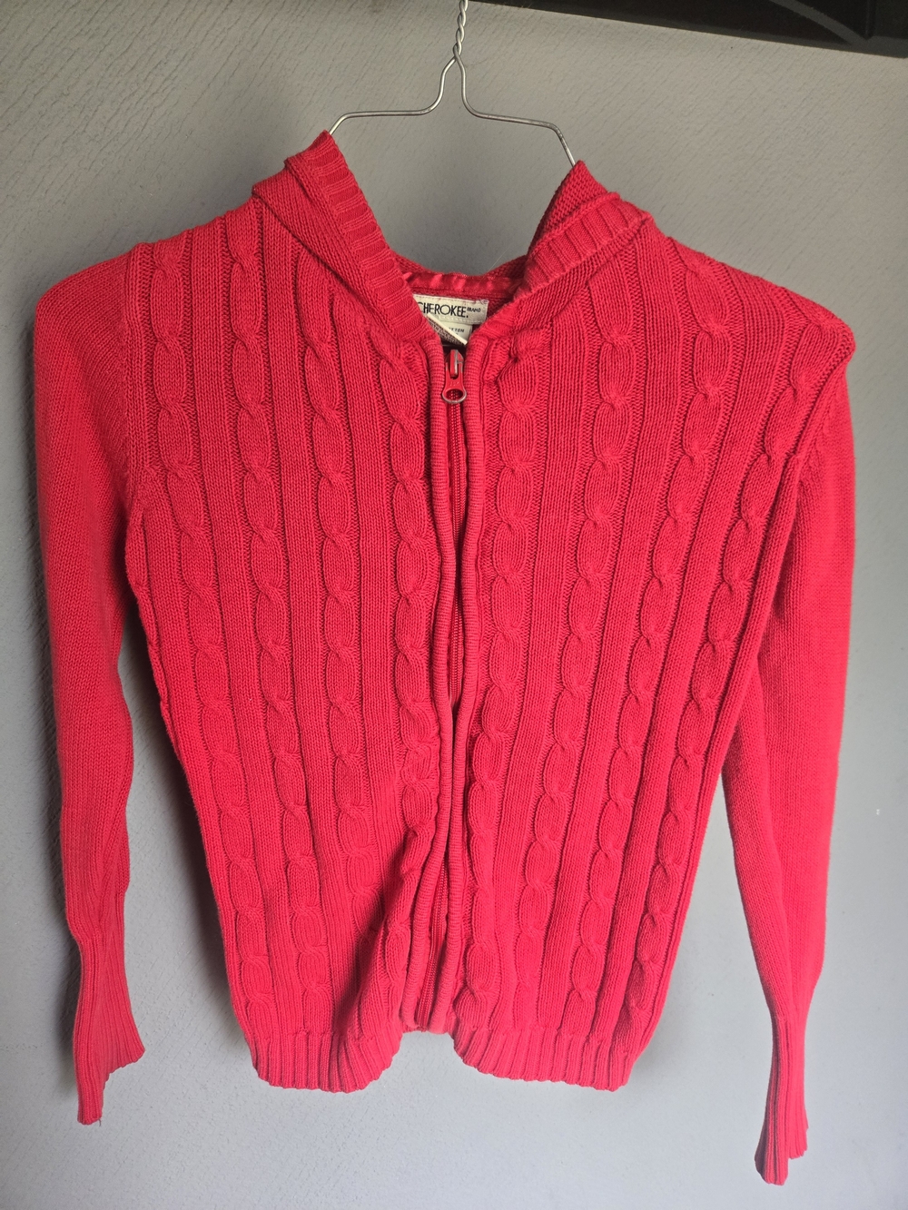 Cherokee Red Cable Knit Zip Hoodie Cardigan